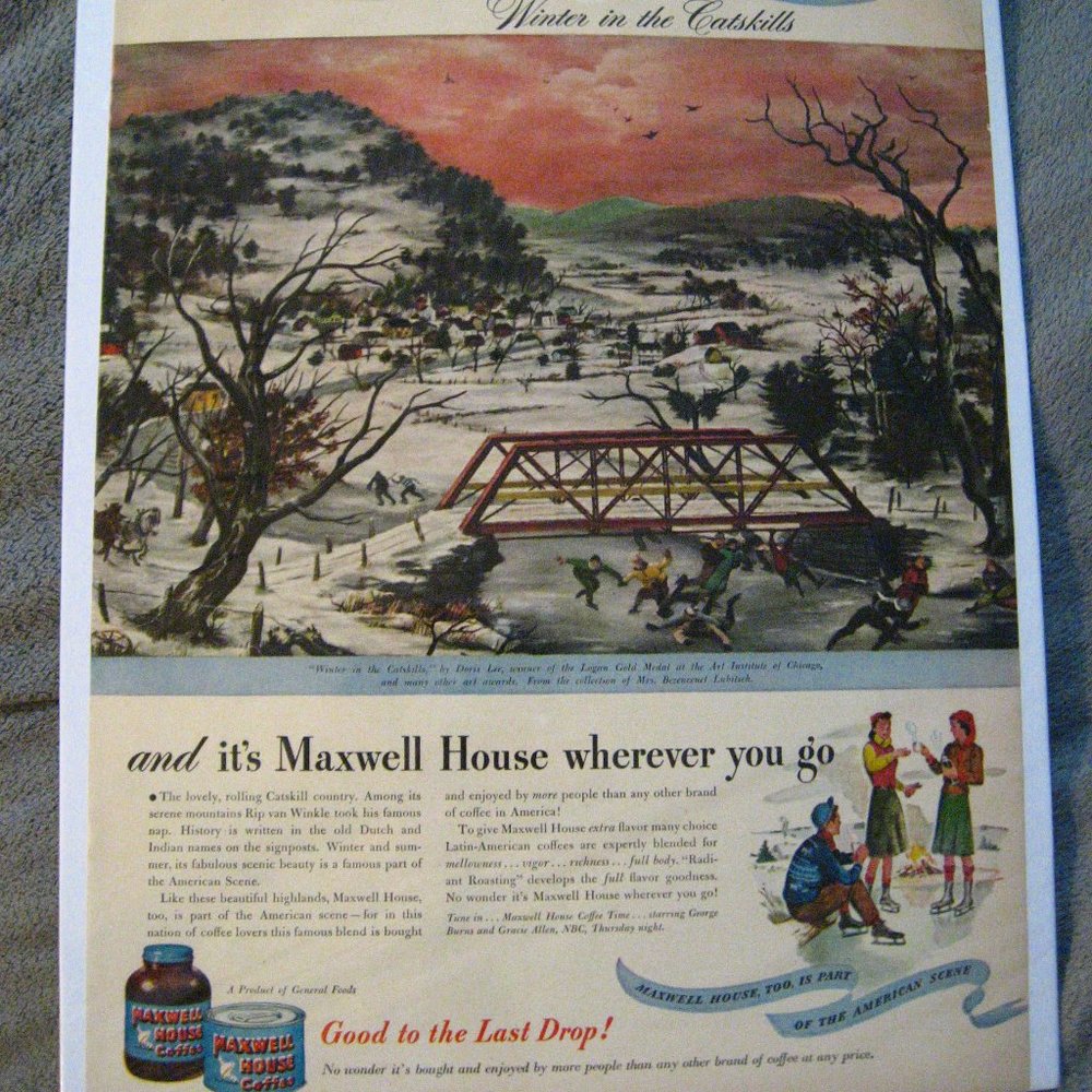 ☕️ Maxwell House Coffee 1947 Vintage Life Magazine Advertisement